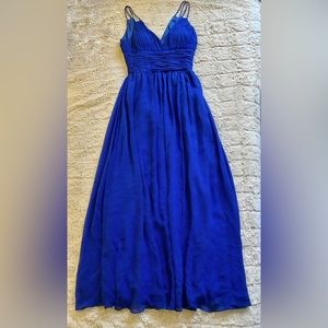 OC by Oleg Cassini Royal Blue Silk Maxi Prom Dress